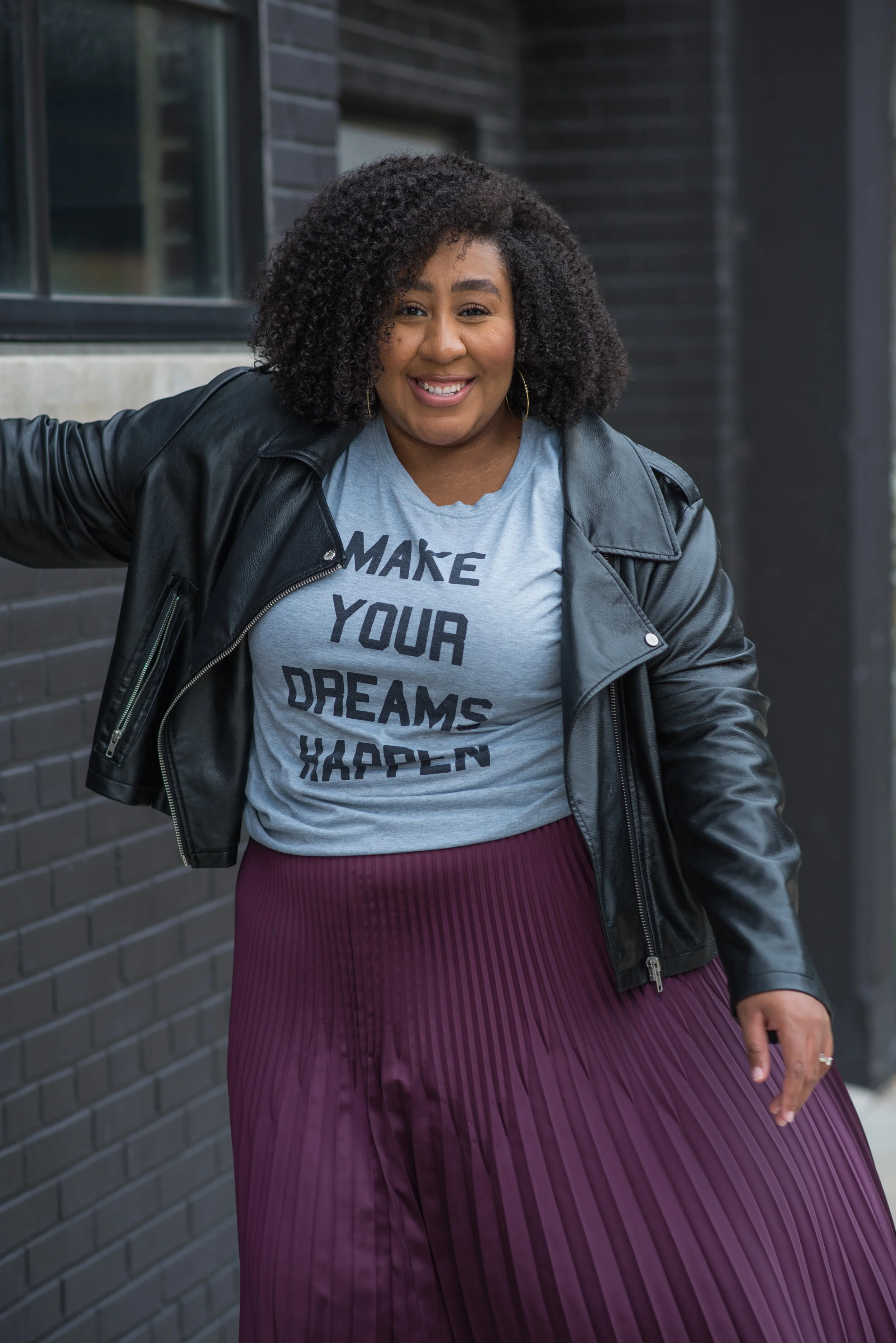 Plus size top vegan leather jacket
